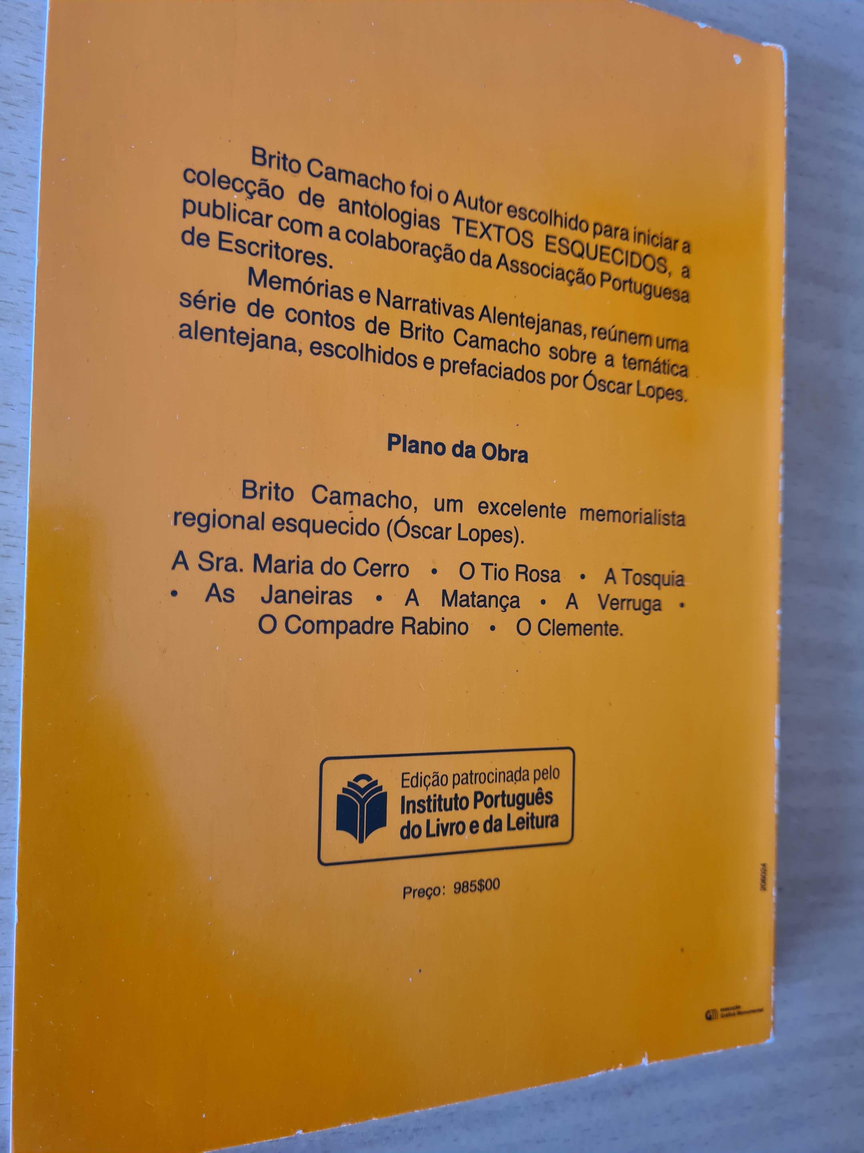 Livro "Memórias e Narrativas Alentejanas" de Brito Camacho