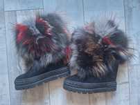 Buty , koturny ,skóra,futro lis 39