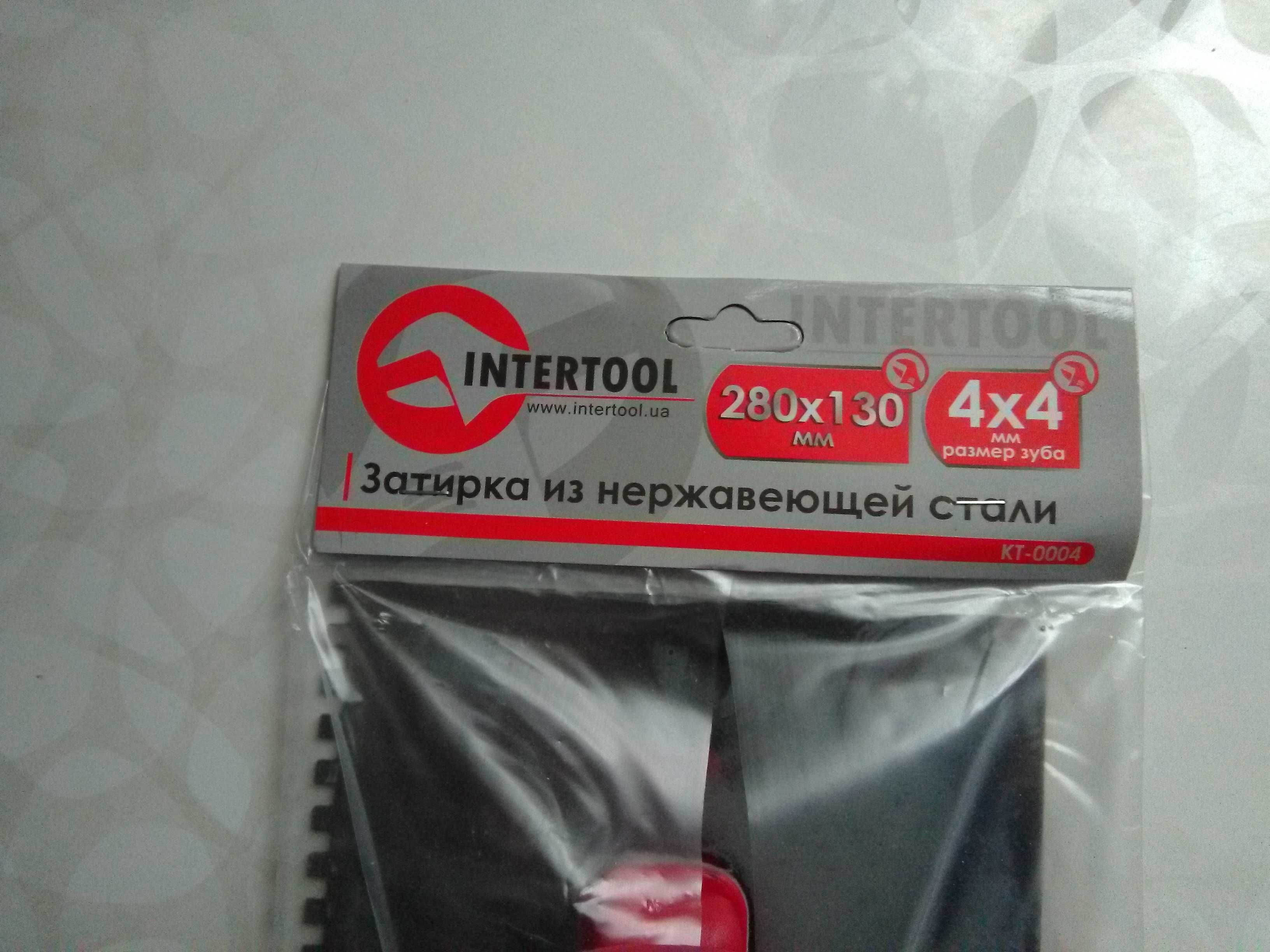 Терка гладилка INTERTOOL : нержавіюча, 270 x 130 мм, зуб 4х4 мм