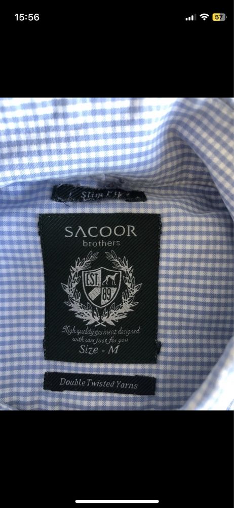 Camisa Azul Quadrados Sacoor Tamanho M