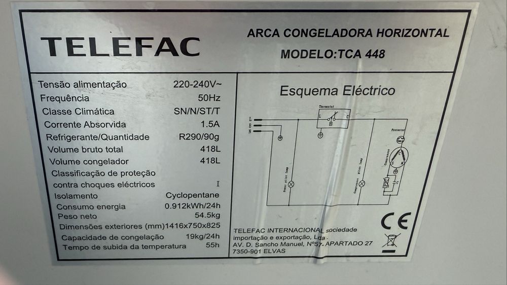 Arca congeladora TELEFAC 417L