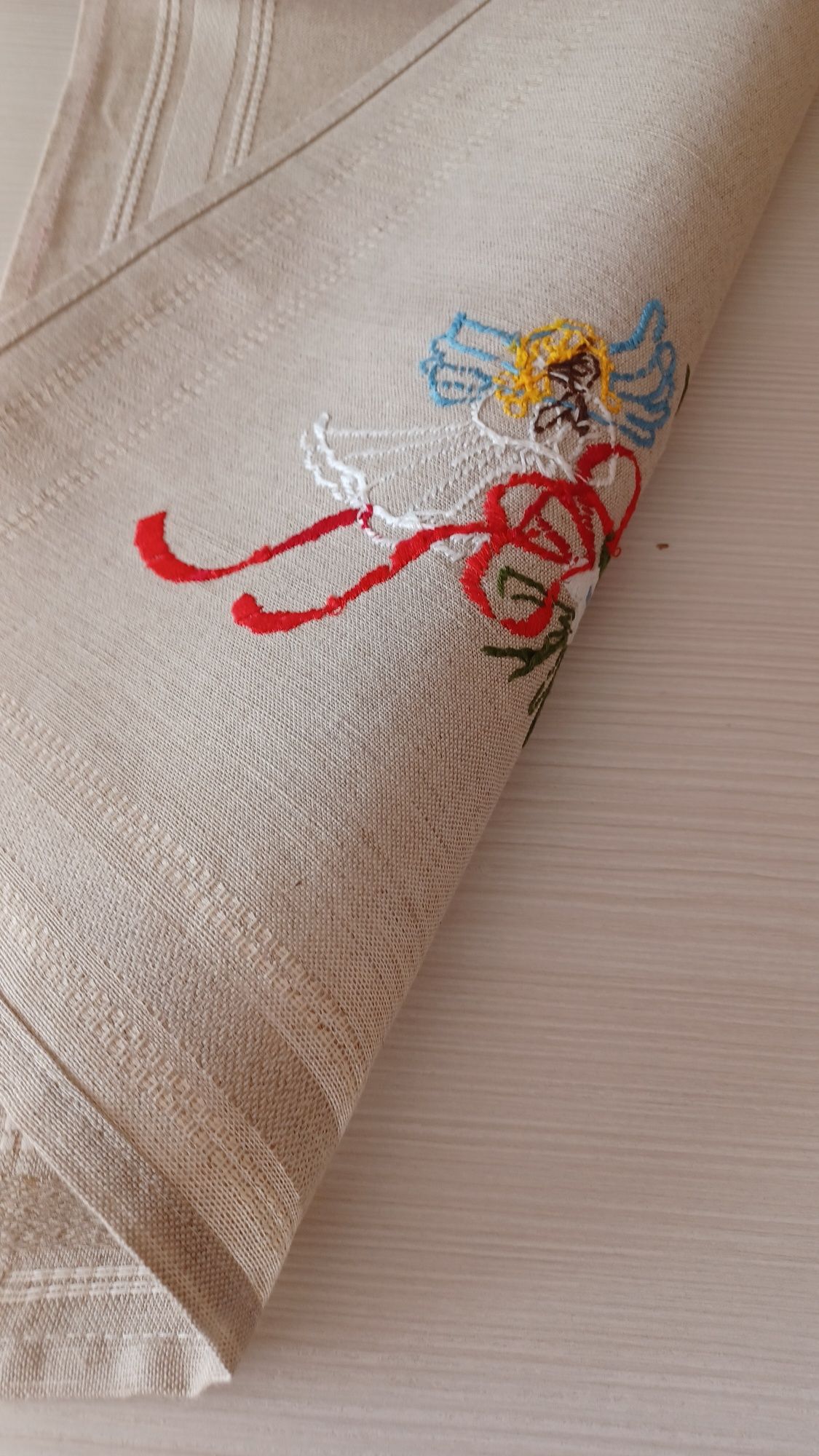 Bieznik z haftem len + bawelna