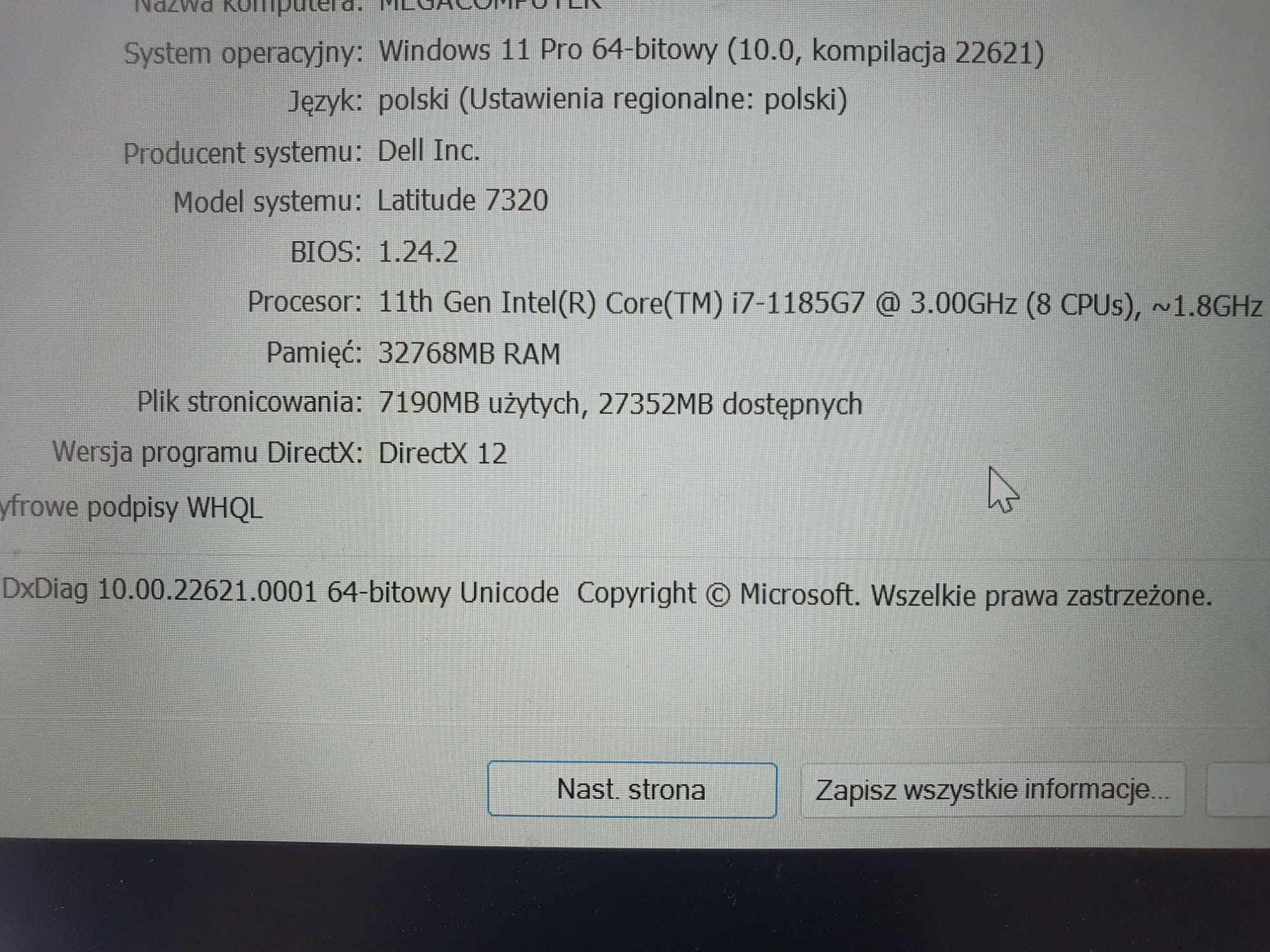 Laptop DELL Latitude 7320 i7 vpro , 32 GB RAM, 256 SSD