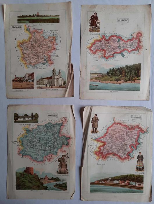 BAZEWICZ Atlas Geograficzny Ilustrowany Królestwa Polskiego 1907 rok.