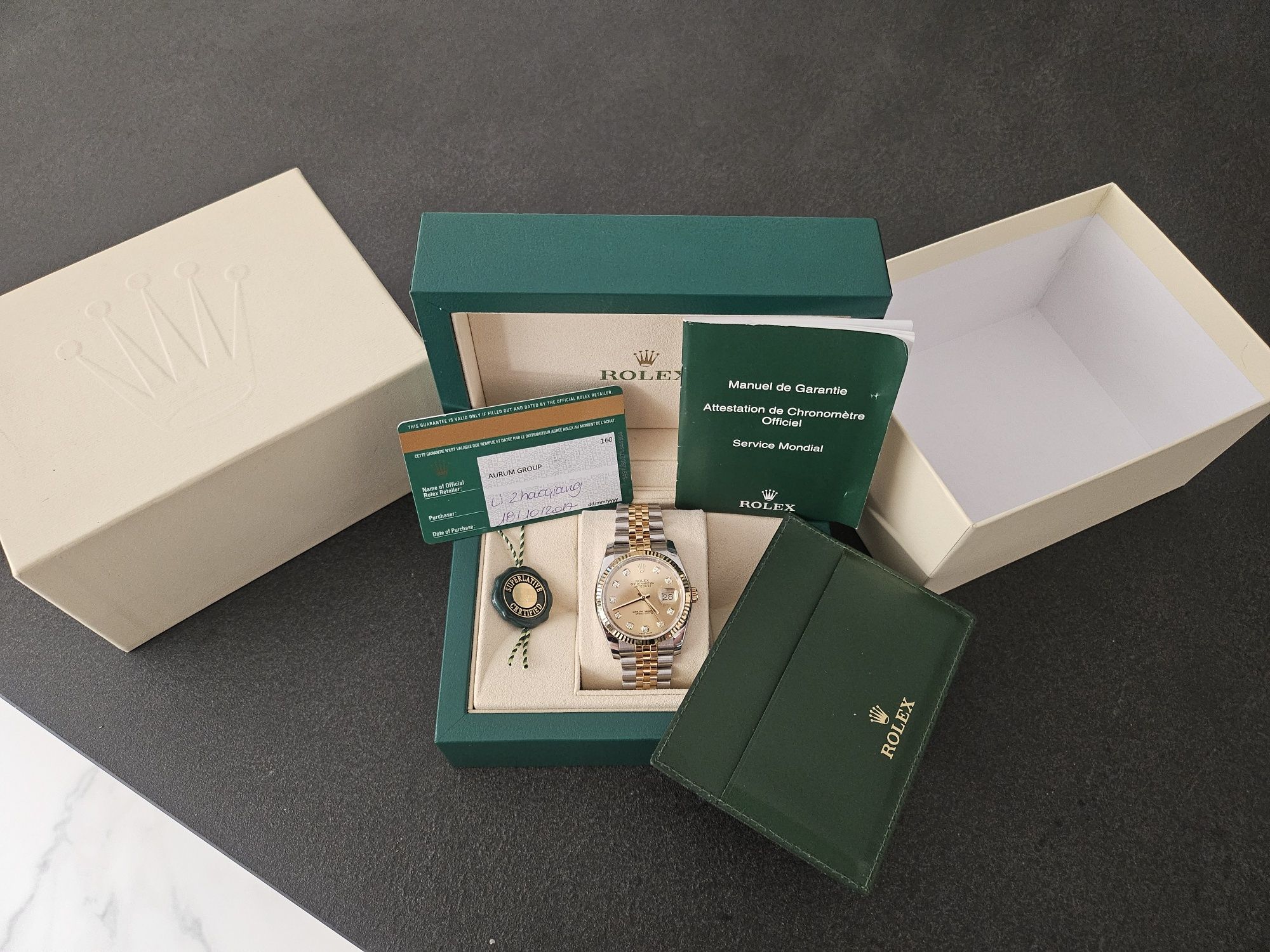 OKAZJA!!ROLEX Datejust 36 FULL set 2017r jak nowy