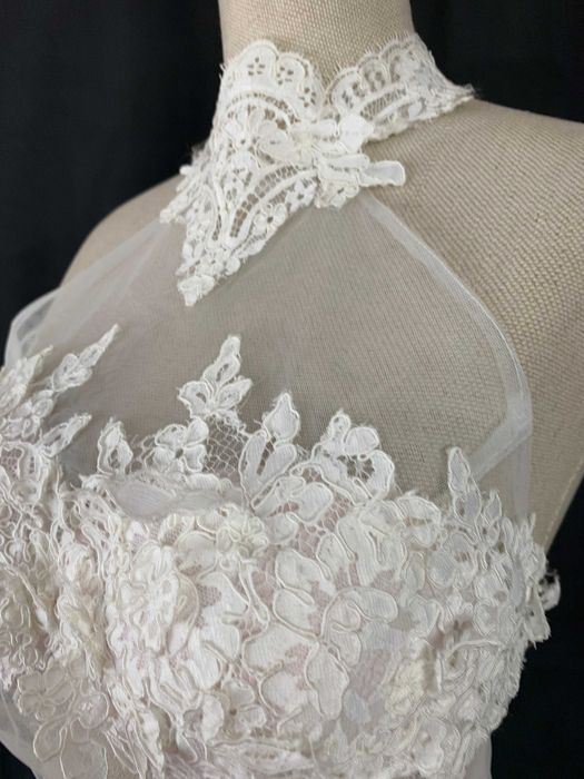 Nowa Suknia Ślubna M 38 Ivory Koronkowa Syrenka Halter Z Trenem Okazja