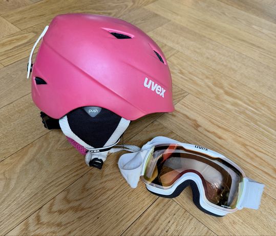 Różowy kask narciarski UVEX dziecięcy