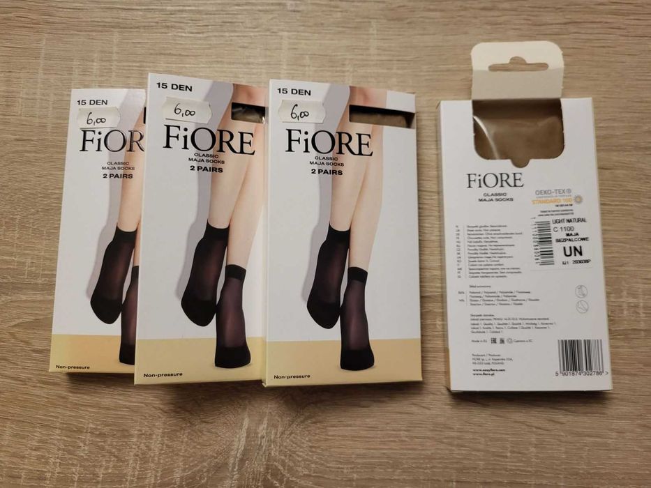 Beżowe (Light Natural) skarpetki rajstopowe 2 pary MAJA Fiore – 4 op.
