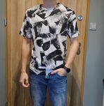 T-shirt Cropp w geometryczne wzory biało czarny, rozmiar S