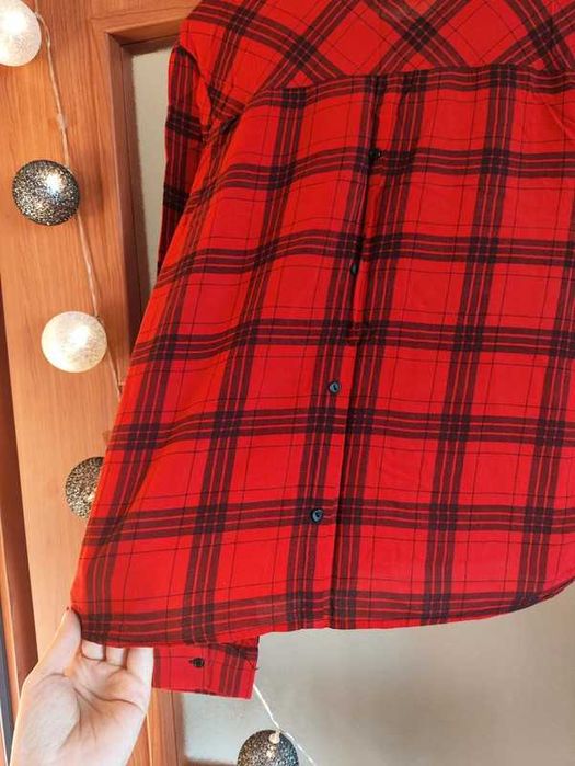 Czerwona koszula w kratę rozmiar M 100% wiskoza