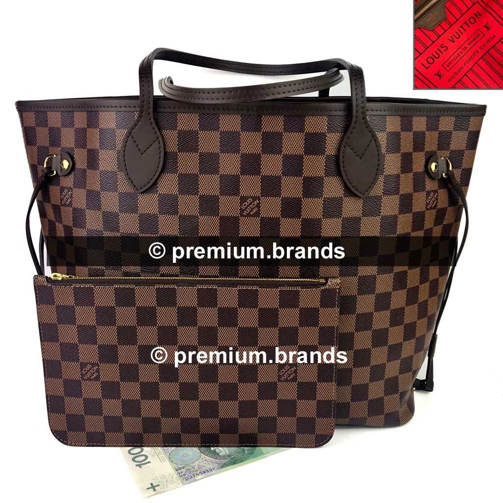 Torebka Louis Vuitton Neverfull MM canvas Damier Ebene/skóra naturalna