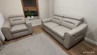 Sofa skórzana i rozkładana oraz fotel, model Montreal