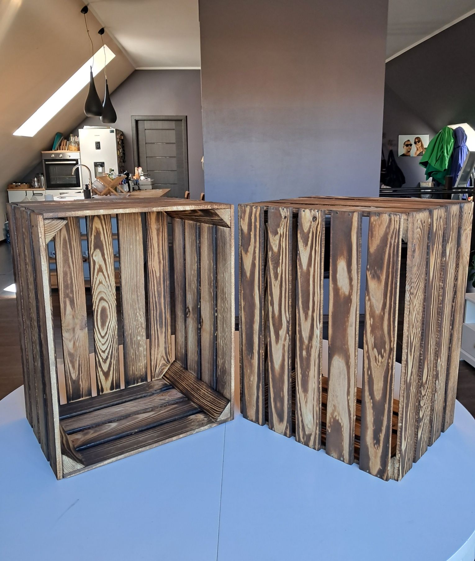 Dwie nowe skrzynki drewniane opalane 50x40x30 solidne z przesyłką OLX