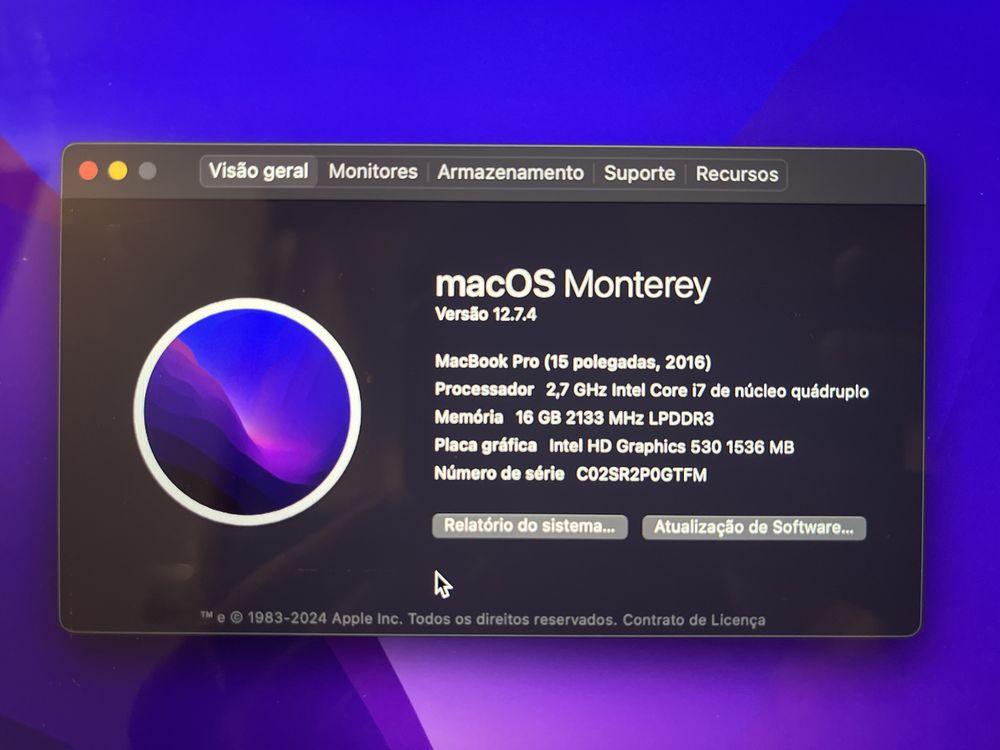 Macbook pro 15 (2016) - i7 - 500GB