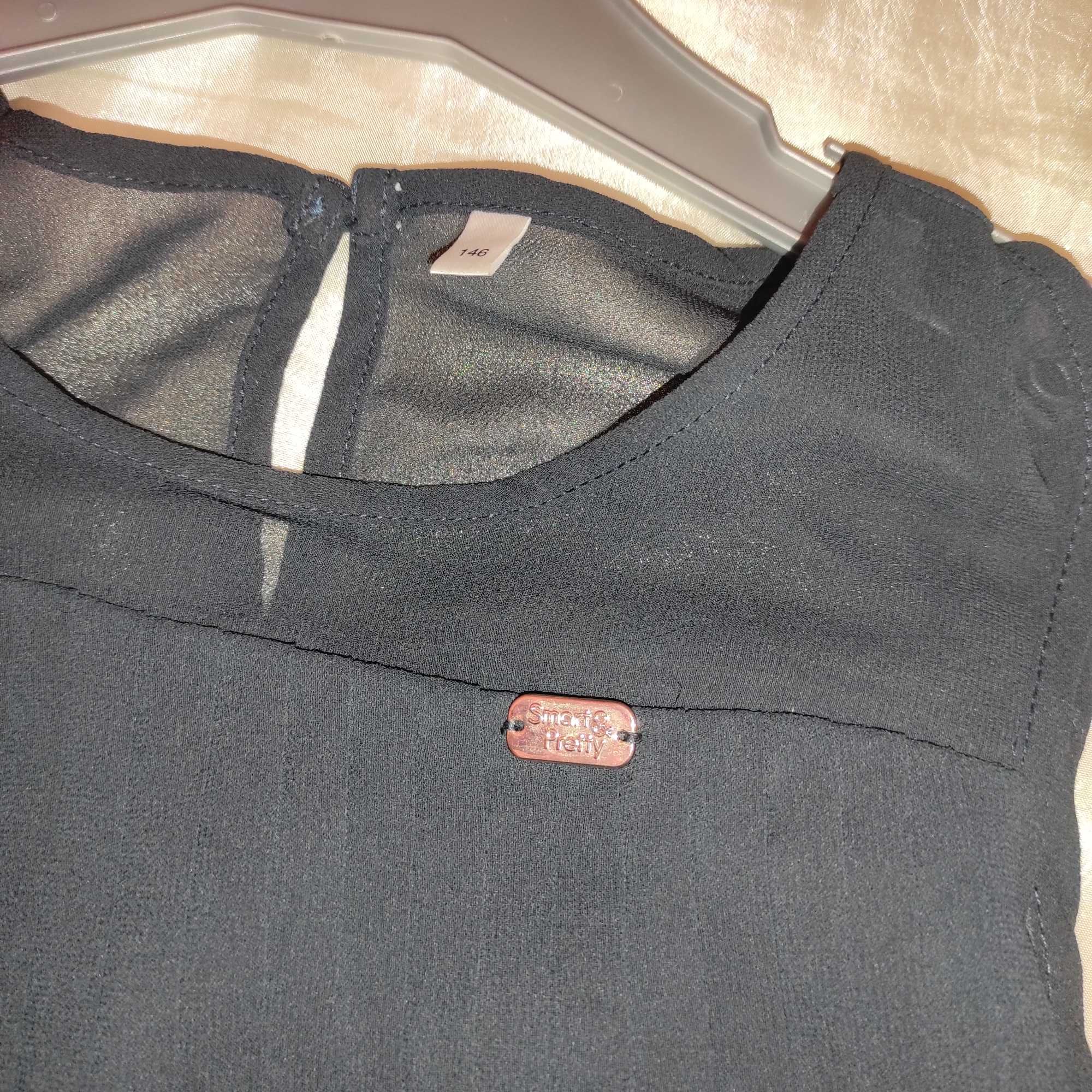 Plisowana sukienka galowa zakończenie roku szkolnego granat r 140