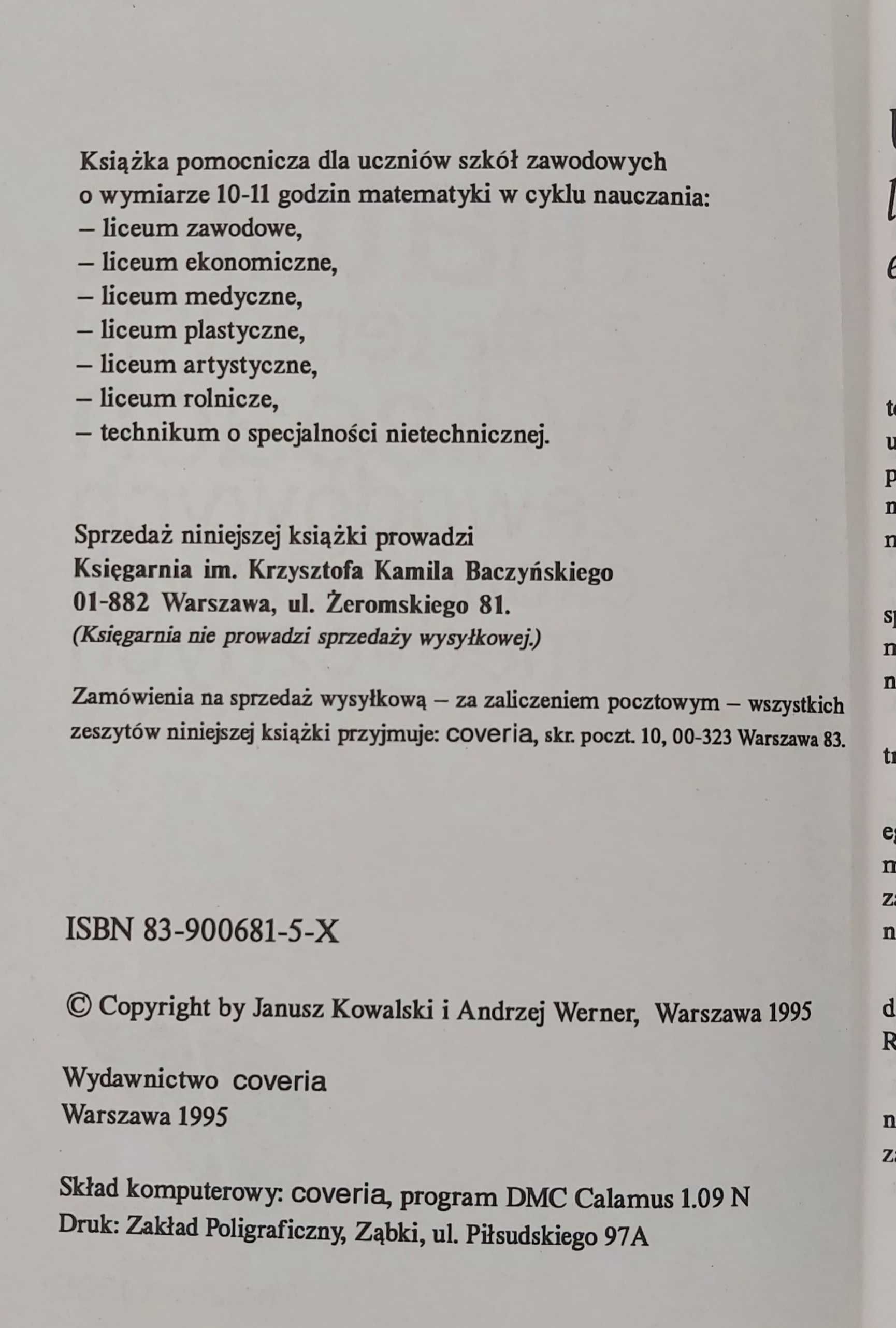 Matura z matematyki w liceach zeszyt 2 - J.Kowalski A.Werner 1995