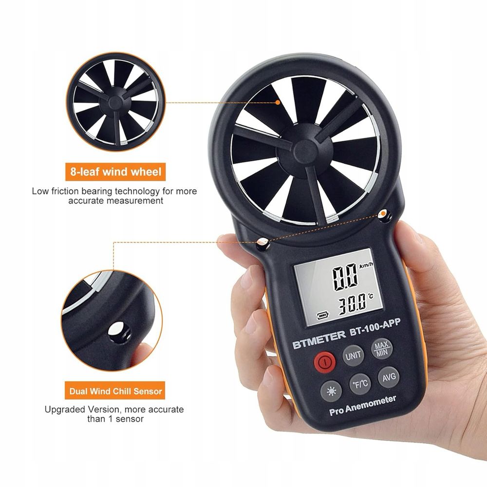 Cyfrowy anemometr LCD - ręczny miernik wiatru (CFM)