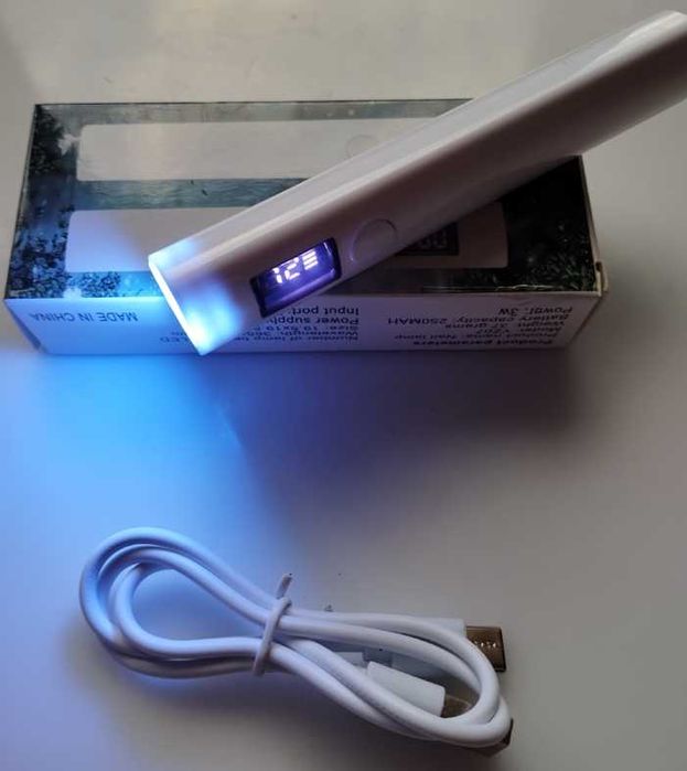 Ліхтарик білий цифровий для гель-лака курюр УФ фонарик UV 3В