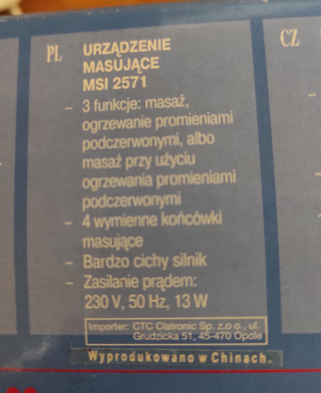 Urządzenie masujące, nowe