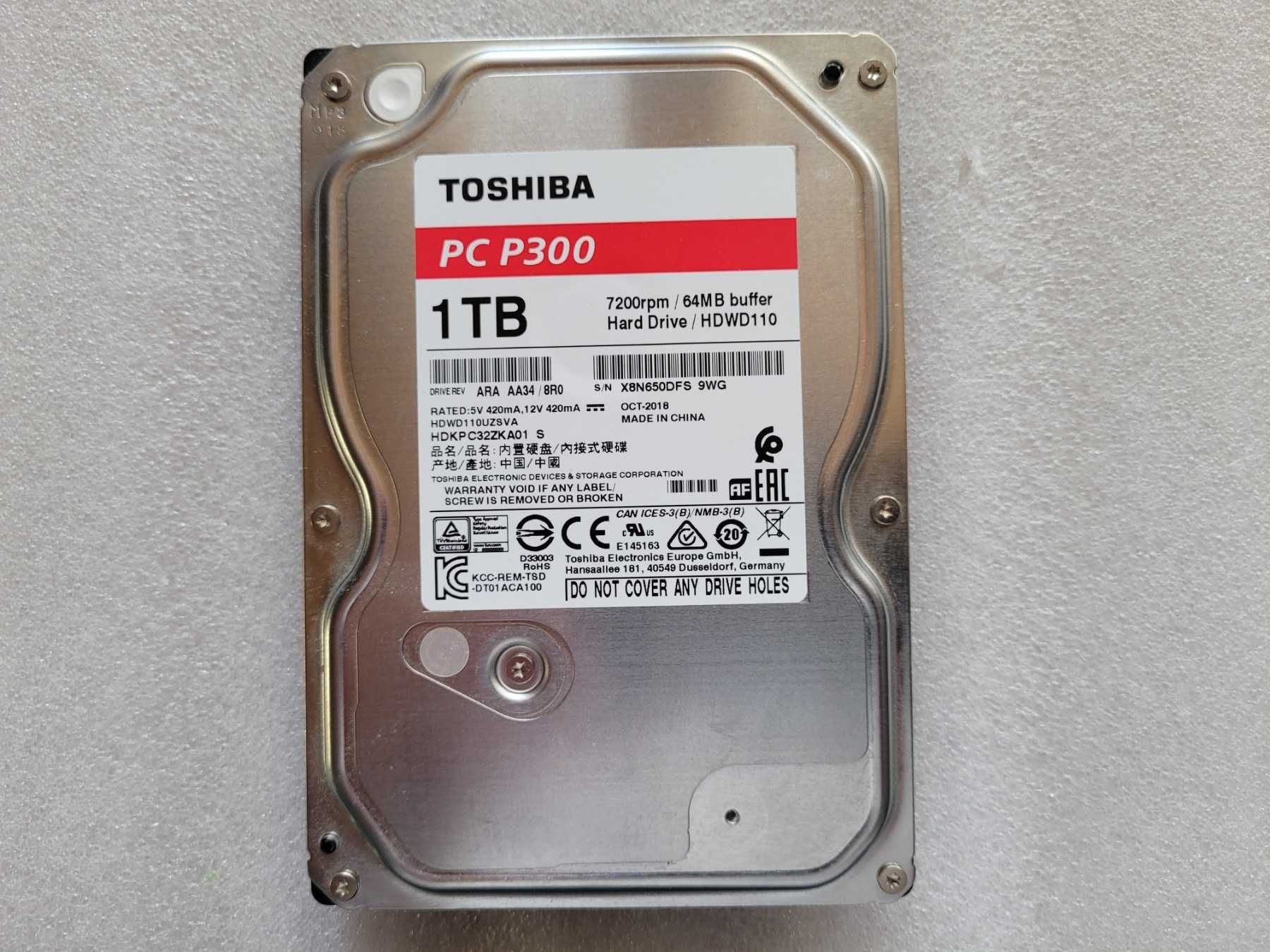 Жесткий диск Toshiba 1Tb, б/у, 64мб, 7200 об. отл. состояние, тест