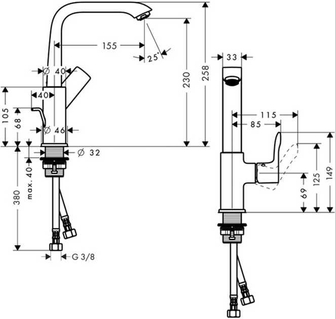 Змішувач для раковини HANSGROHE Metris230 31087000 без донного клапану