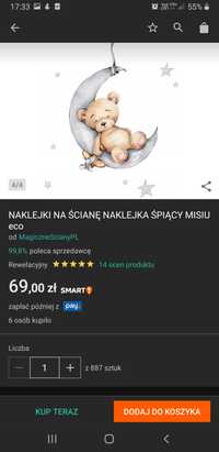 Nowa naklejka dla dzieci do pokoju miś na księżycu