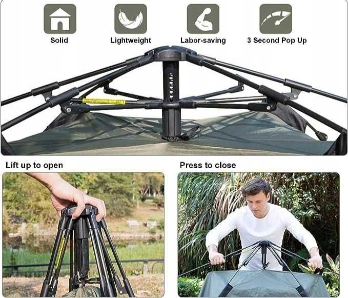 Namiot Turystyczny Kemping 3-4 osobowy 210x210 szybki montaż Nr00232