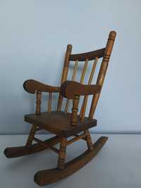 Krzesełko fotelik dla lalek bujany drewno antyk