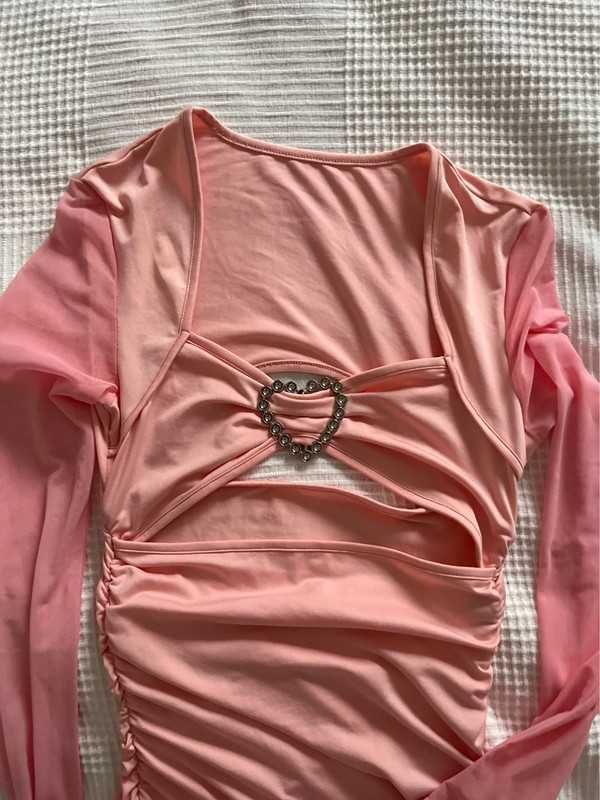 Shein różowa sukienka bodycon w stylu barbie ozdobne serce rozmiar XS