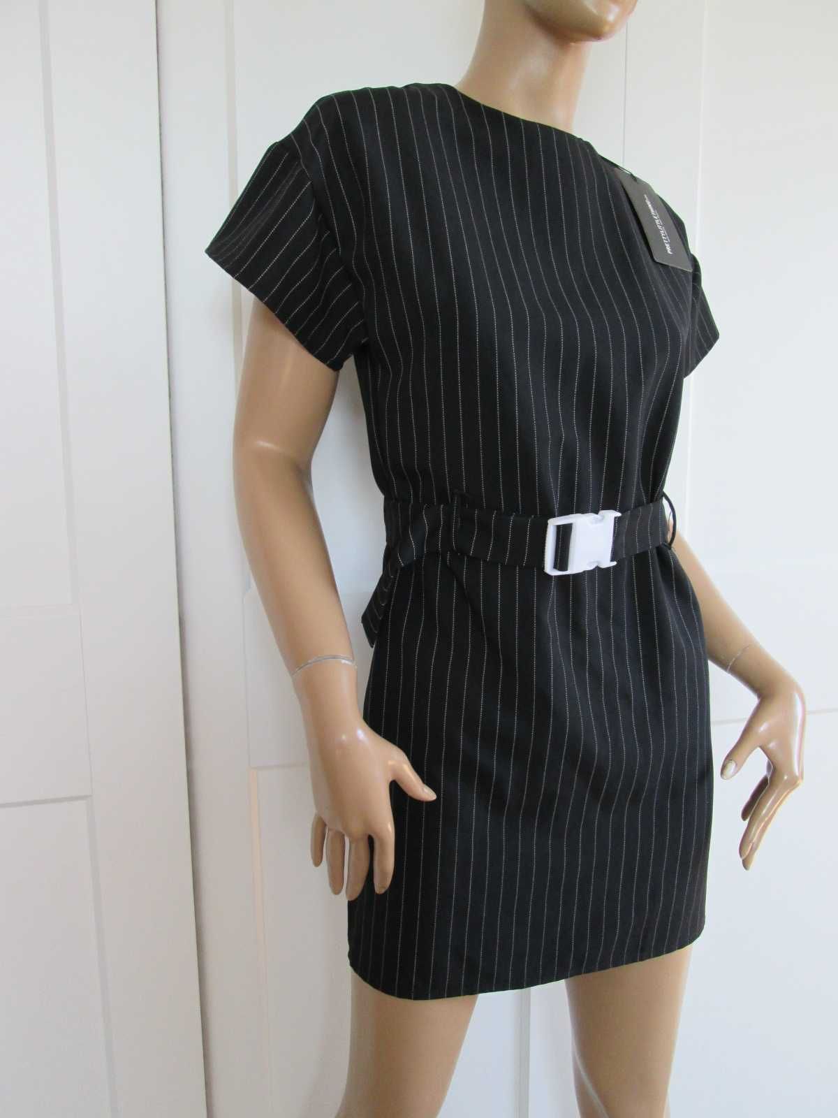 PrettyLittleThing sukienka elegancka garniturowa w prążki XS S 34 36