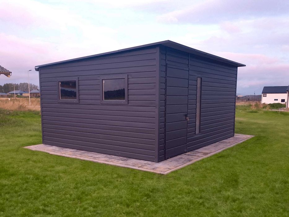 Domek ogrodowy 4×5 m Okno Drzwi – ciemny grafit matowy