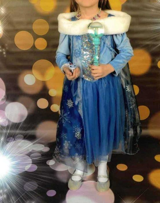 ELSA sukienka na bal karnawałowy piękna futerko urodziny