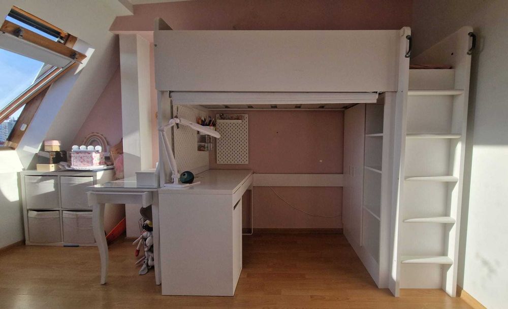 IKEA SMÅSTAD – łóżko piętrowe , na antresoli 90x200 cm i szafa