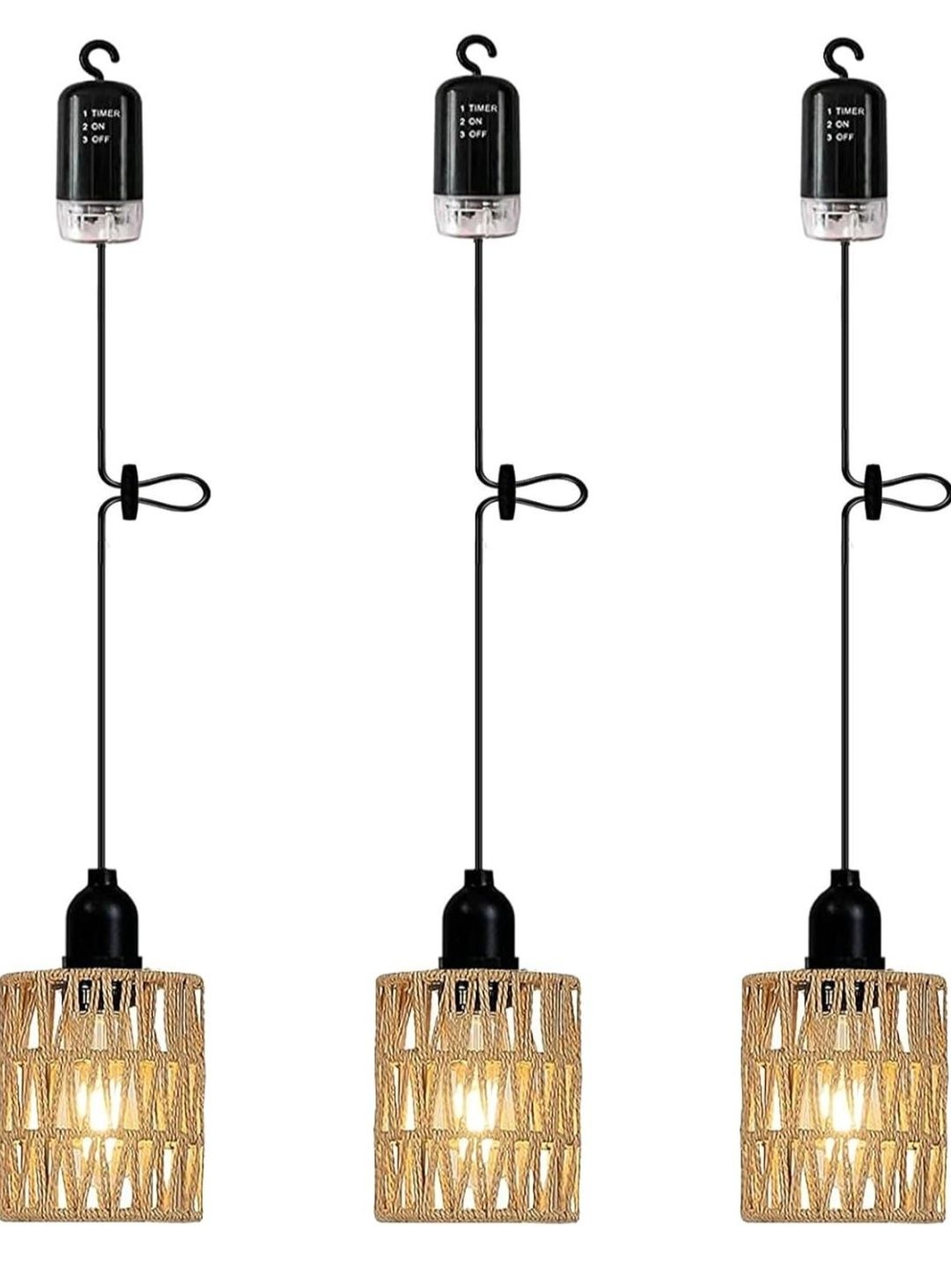 YIKEGE LICHT 3-pak żyrandoli zewnętrznych na baterie w stylu boho