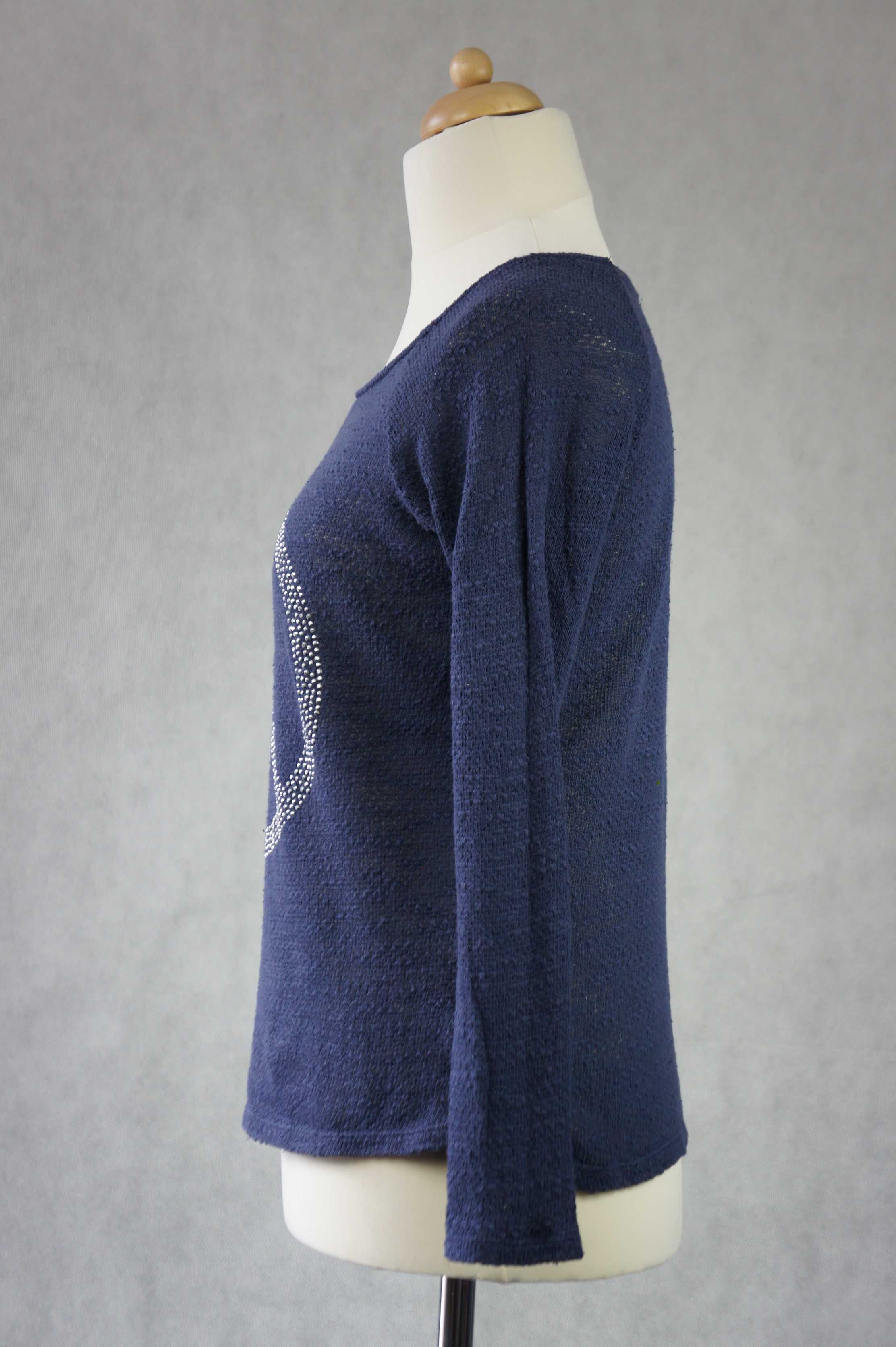 Cubus damska bluzka ażurowy sweterek bawełna granatowa pacyfa dżety M