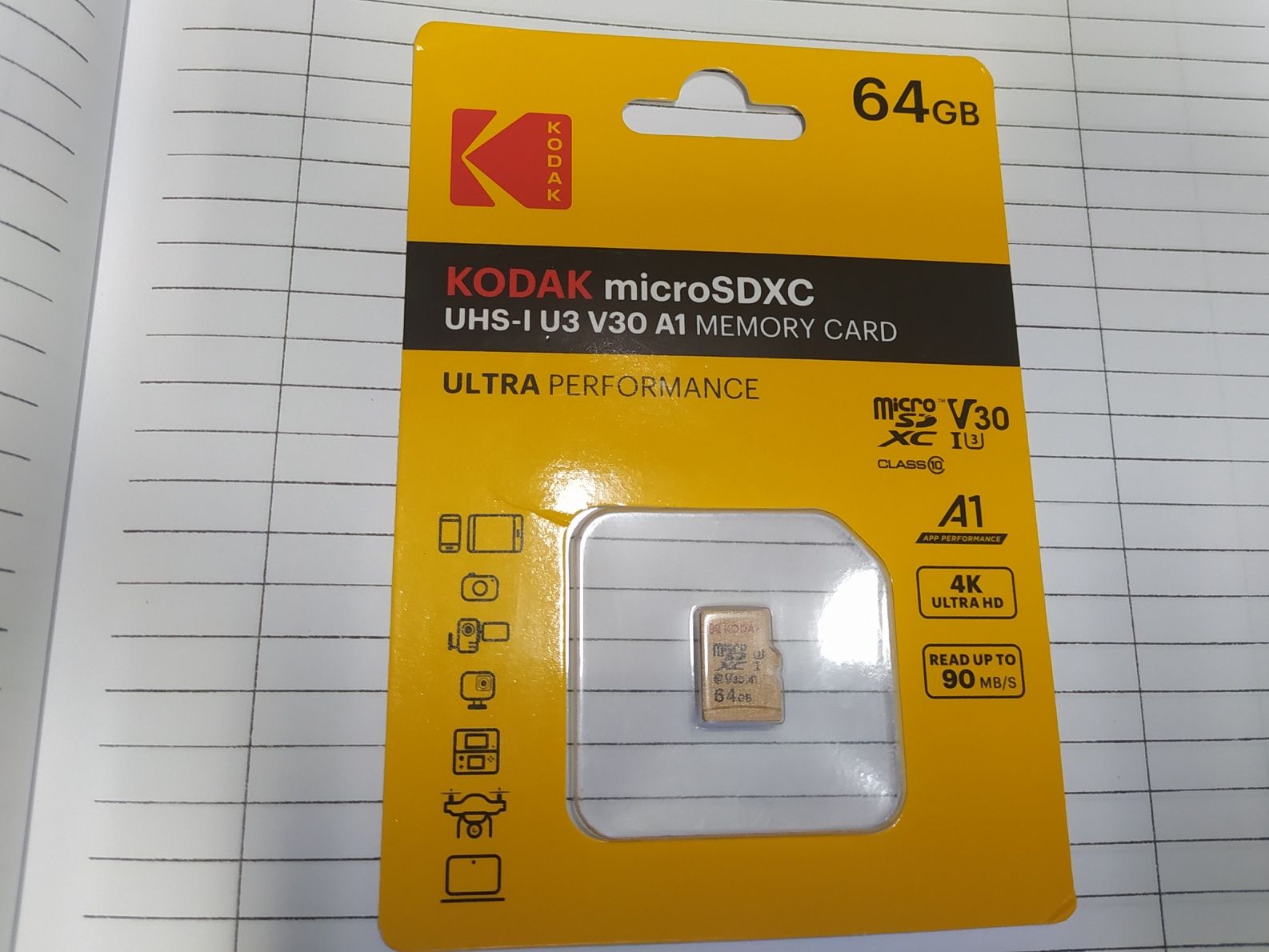 Карта пам'яті Kodak 64 gb microSD в заводському пакуванні. Класс 10