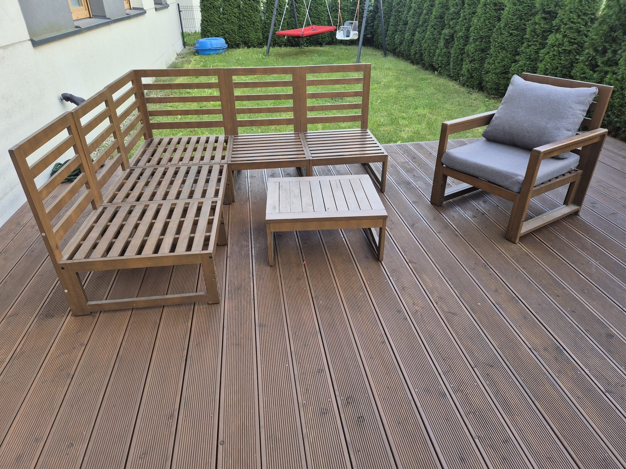 Komplet wypoczynkowy ogrodowy Somilo Chillout, drewniany, 6-osobowy