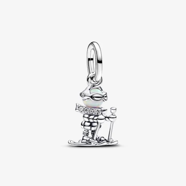 Pendente Esquiador Natal Pandora em Prata de Lei 925 Novo!