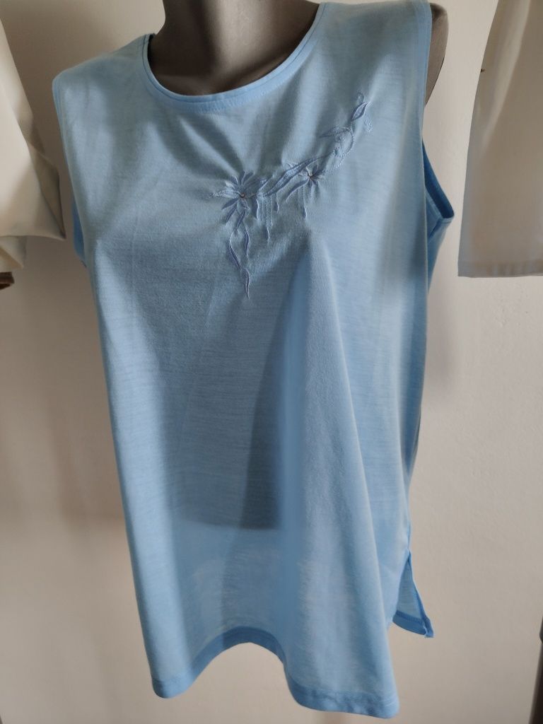 Nowa damska bluzka bez rękawów r L 40 /XL błękitna jasna wzór t-shirt