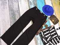 Reserved Czarne spodnie wysoki stan szerokie guziczki XL