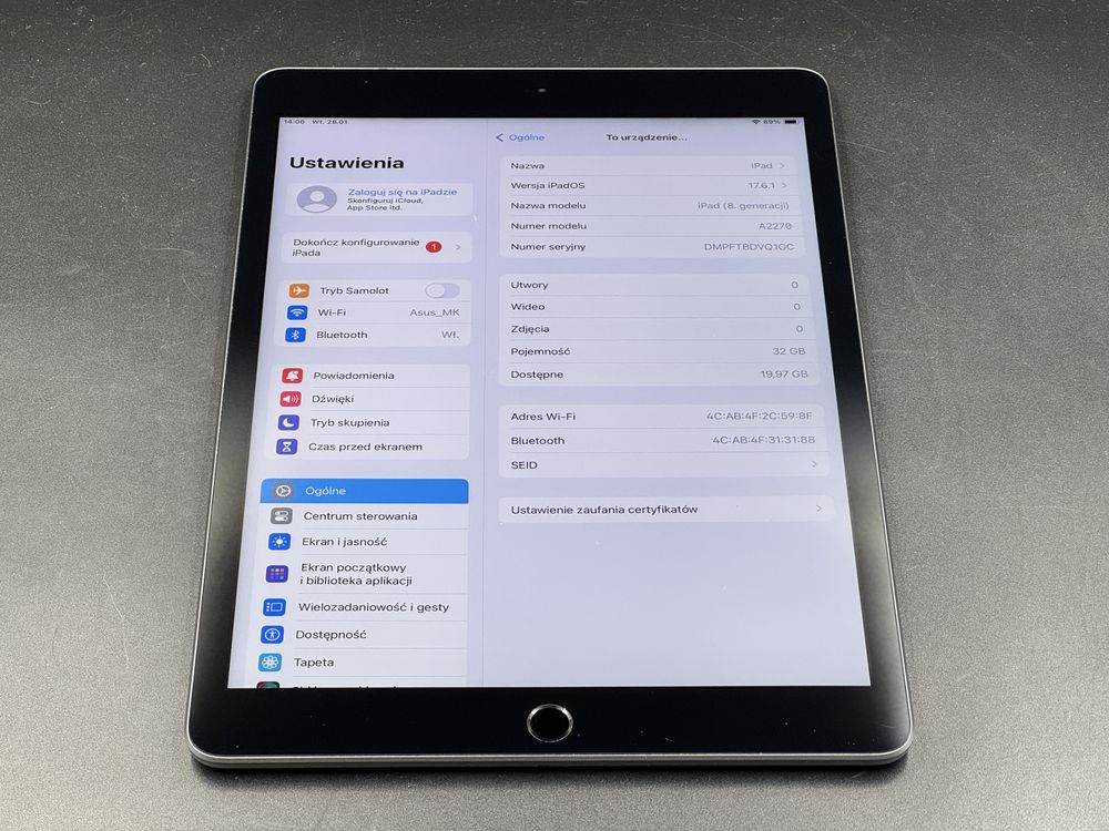 iPad 8. gen. 32GB (A2270) - faktura VAT 23%