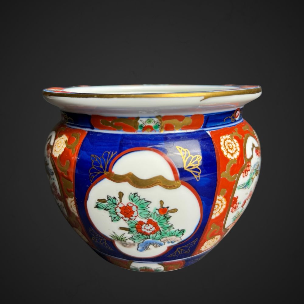 Osłonka doniczka Imari Japonia styl azjatycki niebieska B5/030903
