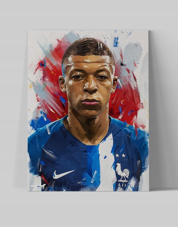 Portret Kyliana Mbappé na płótnie 45x60 cm - Nowoczesna Dekoracja