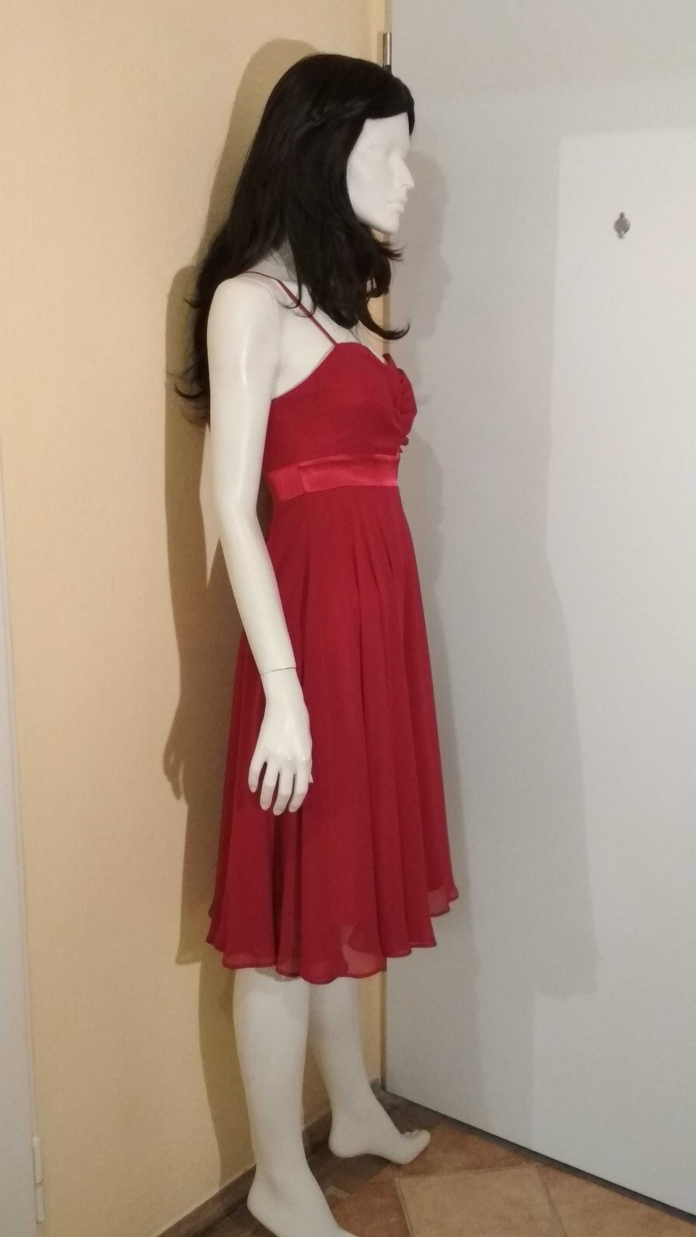 Piękna czerwona sukienka tiul satyna r 40 bal wesele studniówka