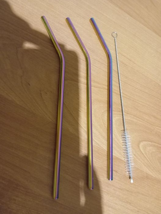 Nowe słomki metalowe 3 szt