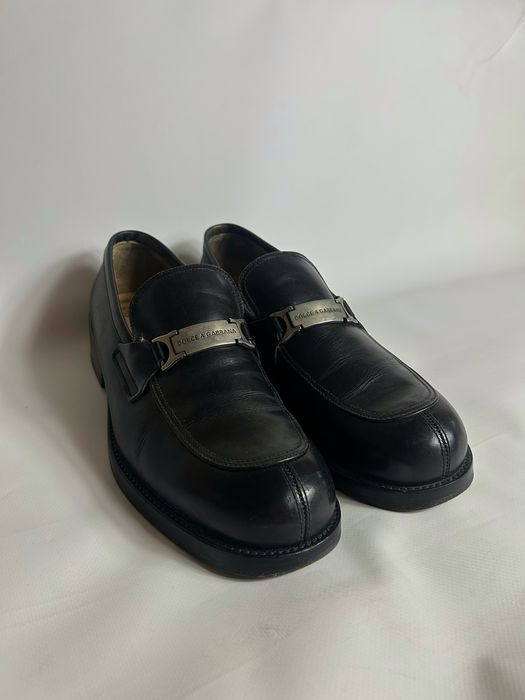Vintage Dolce & Gabbana D&G Metal Logo Leather Loafers
