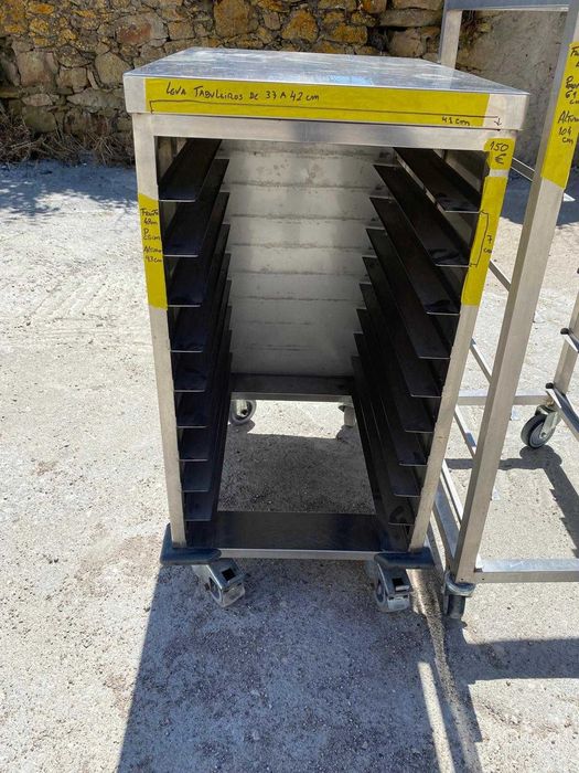 Carro inox porta tabuleiros (vários carros e tamanhos) vários preços