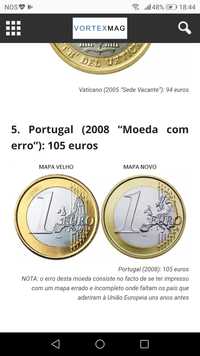 Moeda de 1 euro ano 2008 mapa velho