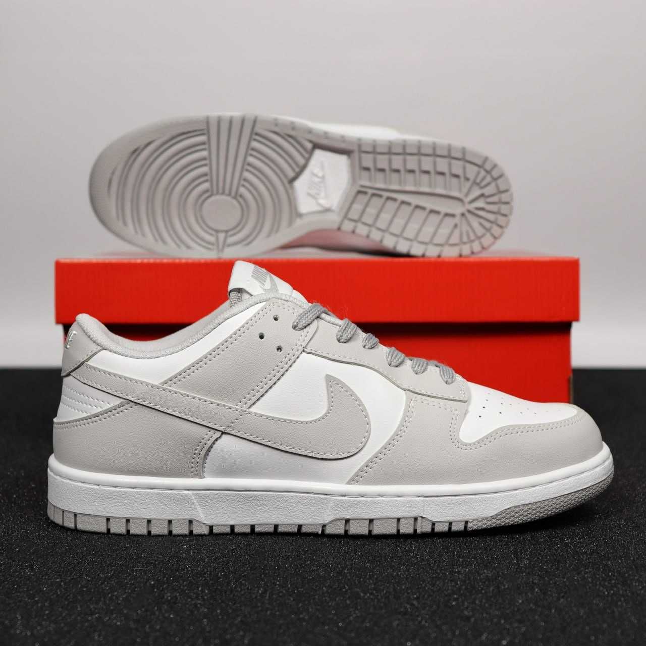 Чоловічі кросівки Nike Dunk Low сірий з білим  5662  ТОП