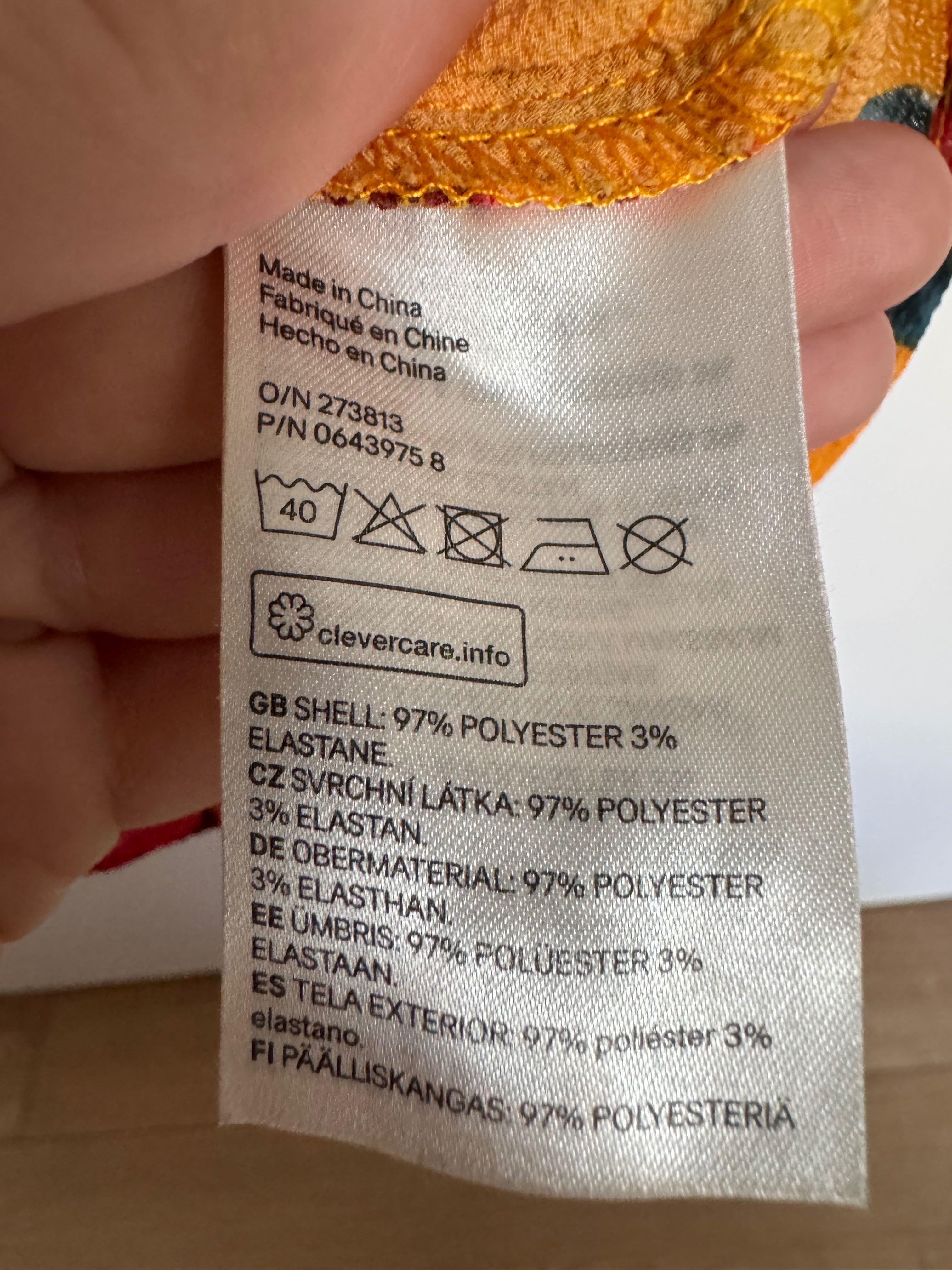 Bluzka H&M letnia top na ramiączkach żółta w kwiaty, rozmiar S